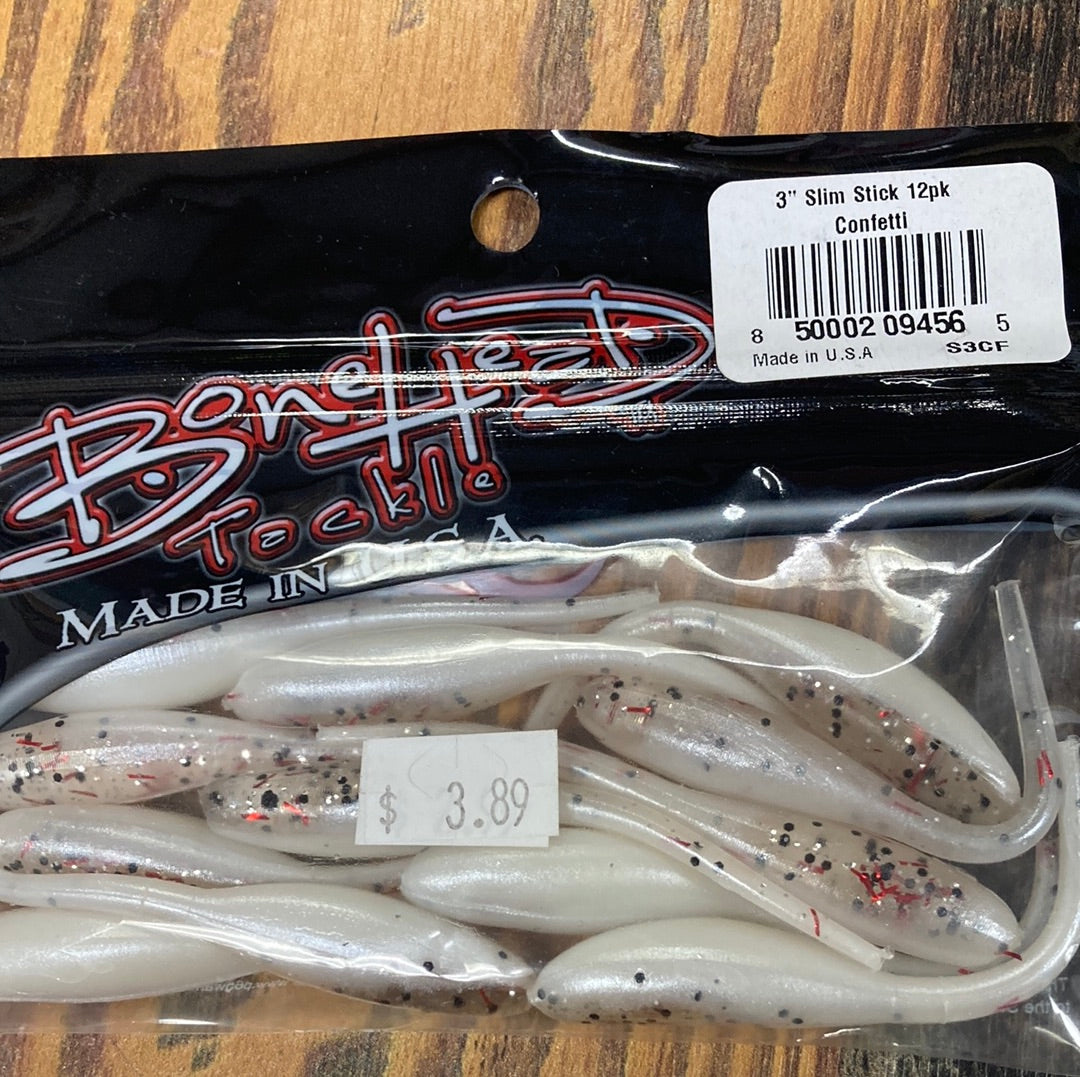 bonehead fishing lures Bone Head Slim Stick 3" Confetti – Lake Fork Resort