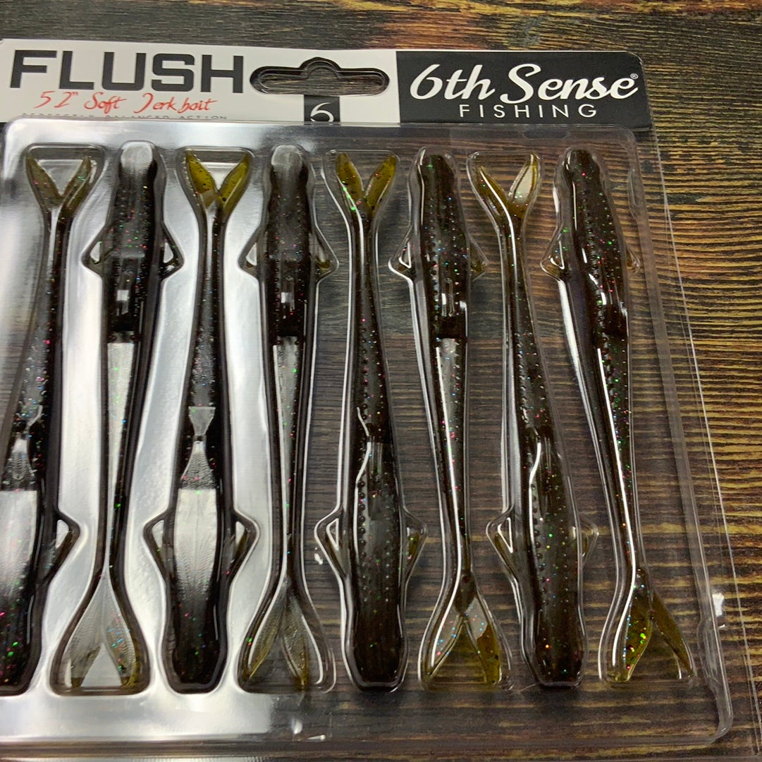 6th Sense Flush Jerkbait 5.2" Green Pumpkin Juice