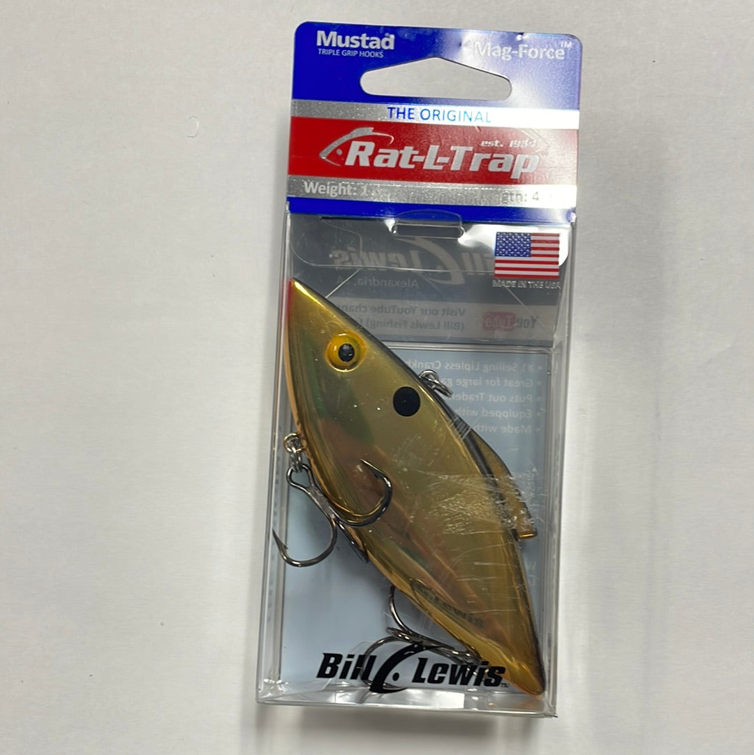 Bill Lewis Rat L Trap. Mag-Force 1 oz. Gold/Black Back