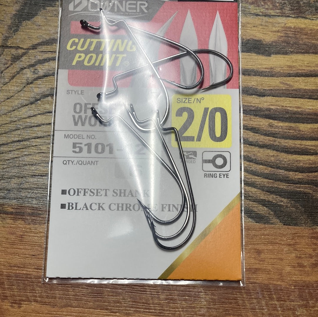 Owner Offset Worm Hook 2/0 Chrome Black
