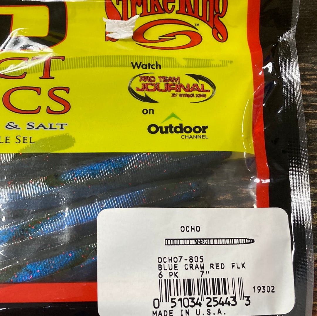 Strike King KVD Ocho 7” Blue Craw Red Flake