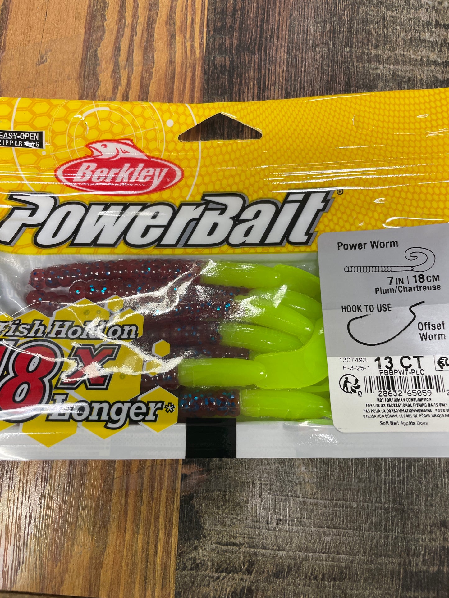 Berkley Power Bait Power Worm 7” Plum/Chartreuse