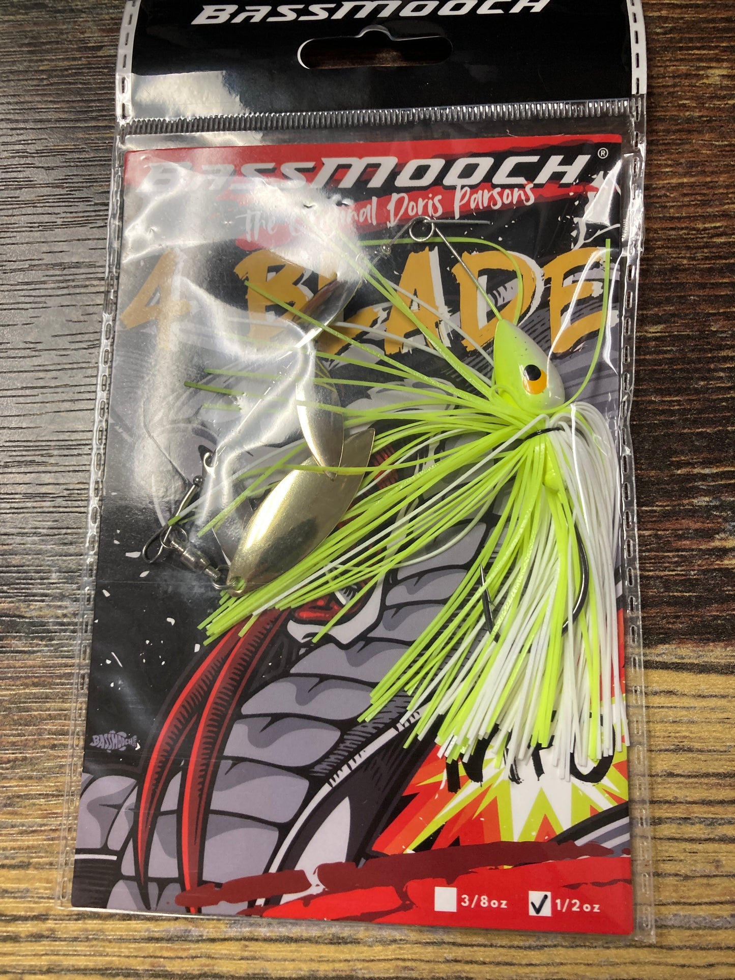 Bassmooch MFO 1/2 oz Spinnerbait Wht//Chrt/Wht