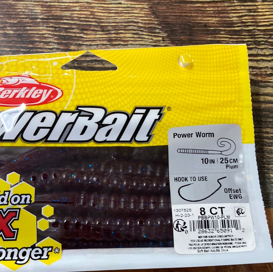 Berkley 10” Power Worm Plum