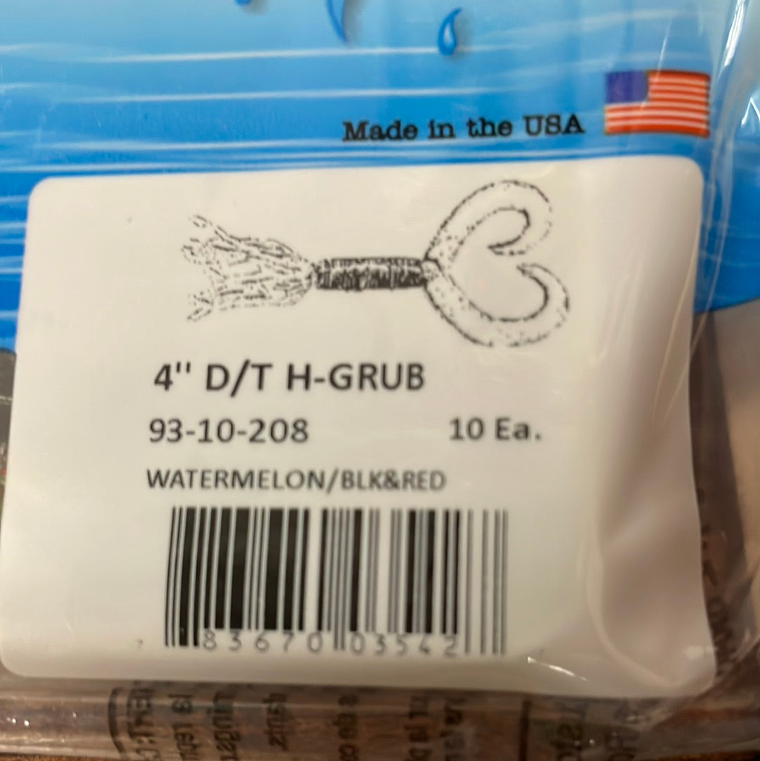 Yamamoto 4” DT H-Grub Watermelon Black & Red