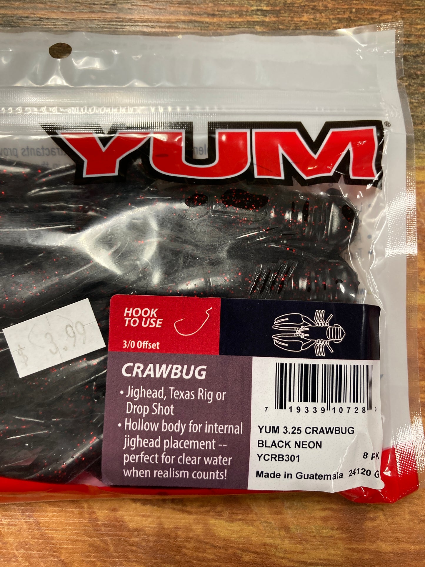 Yum Crawbug 3.25" Black Neon