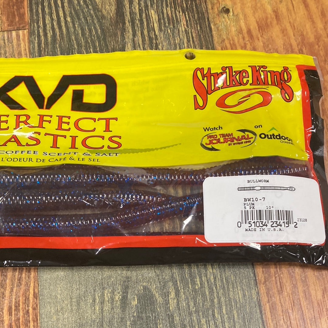 Strike King KVD Bull Worm 10" Plum