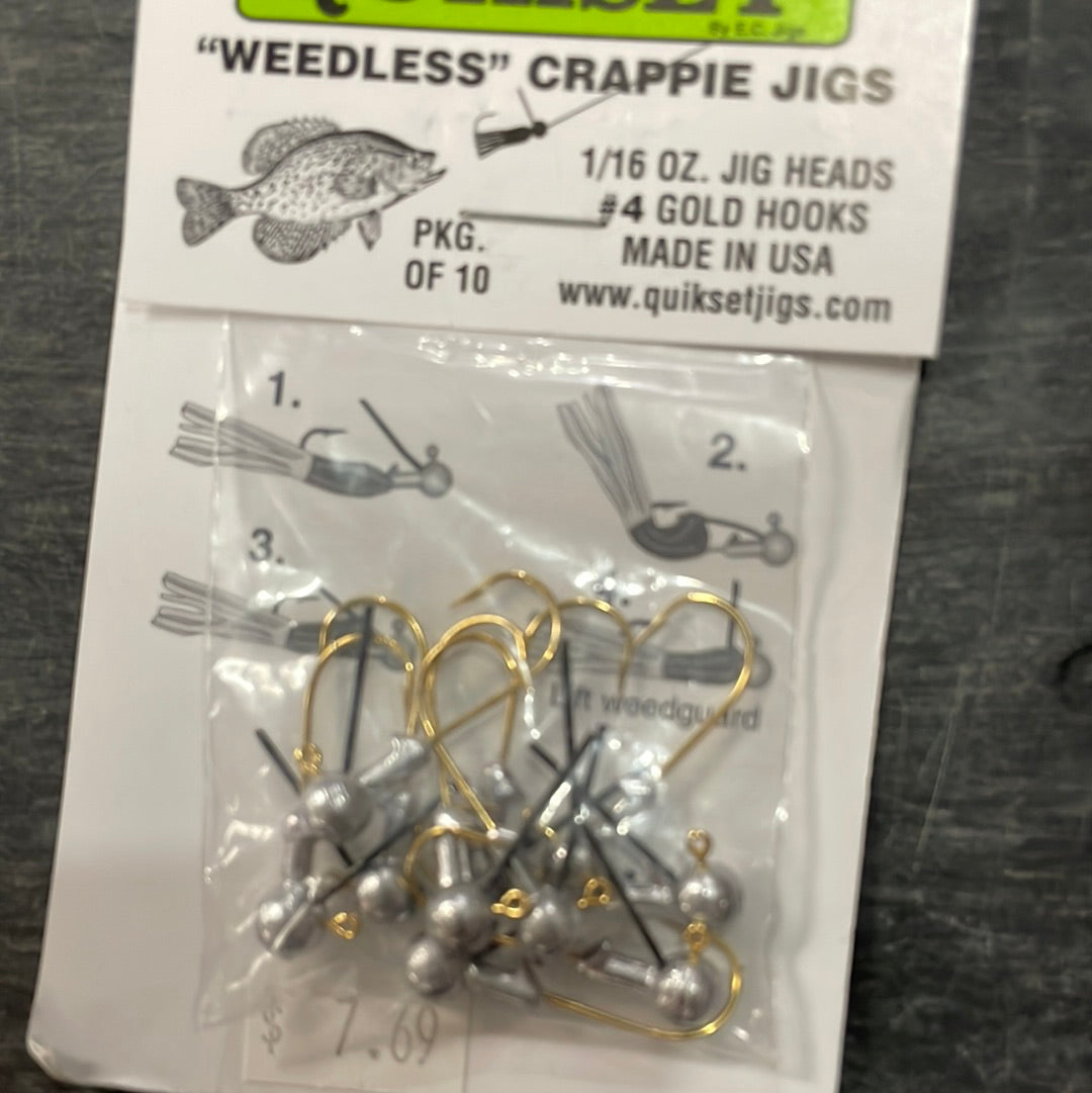 crappie fishing hooks Quiet Weedless Crappie Jigs 1/16 oz. #4 gold hooks – Lake Fork Resort