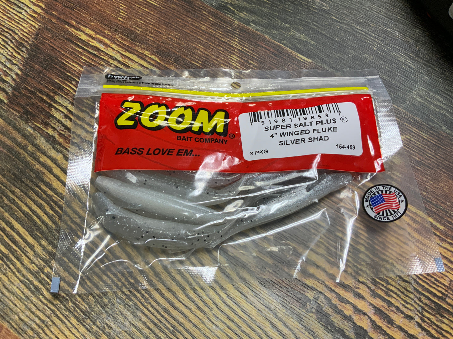 Zoom Winged Fluke 4" Silver Shad