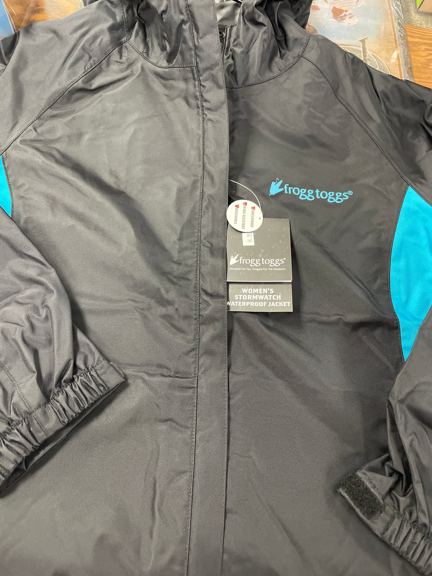 Frogg Toggs Stormwatch Jacket - Women's LG - Black Turquoise