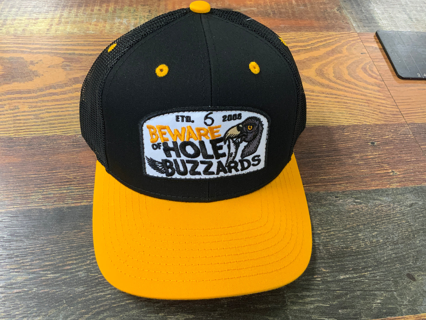 6th Sense Hat - Beware of Hole Buzzards - Black/Yellow