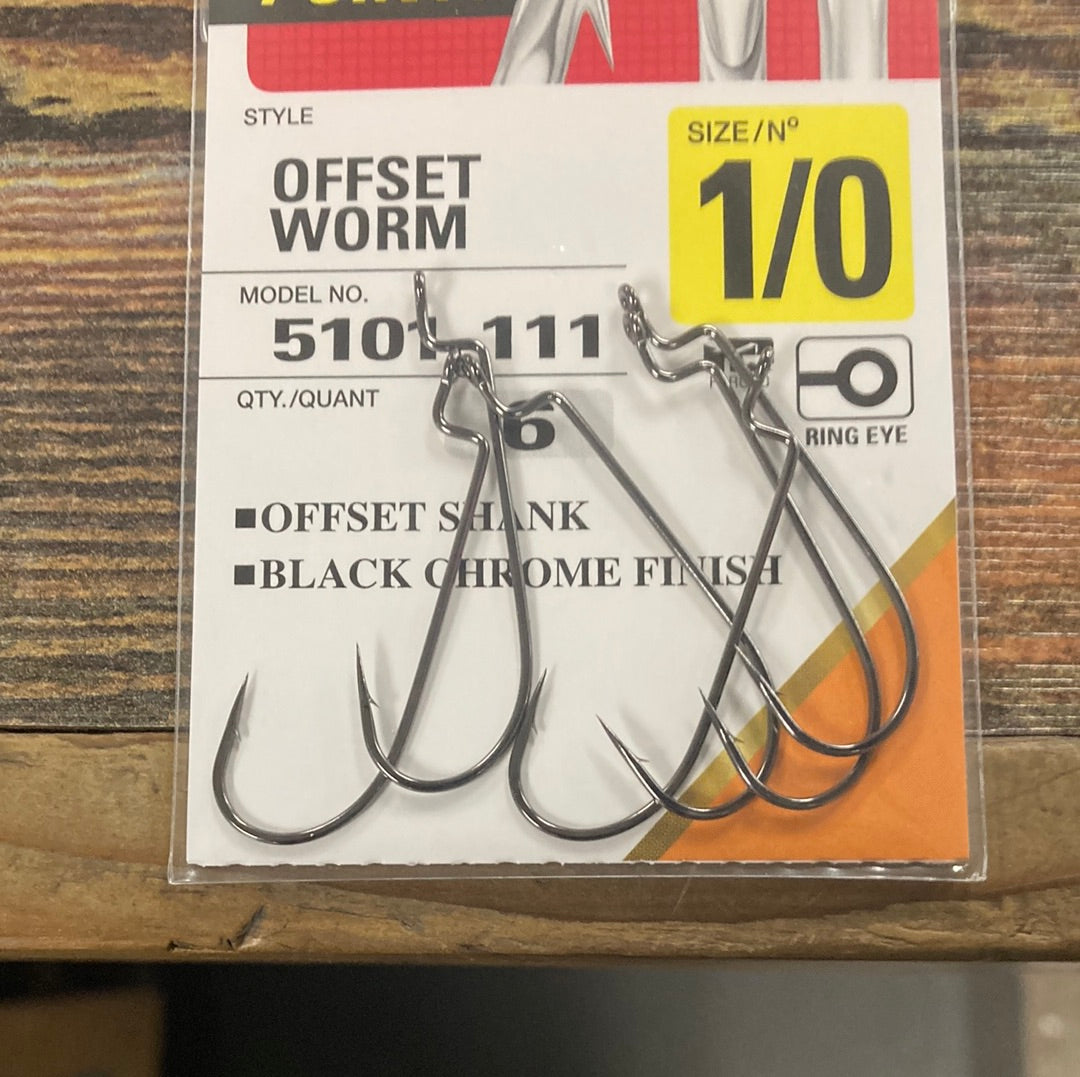 Owner Offset Worm 1/0 Chrome Black