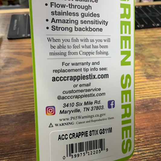 ACCCRAPPIE ROD GREEN SERIES C-11’ 2 PC MID SEAT