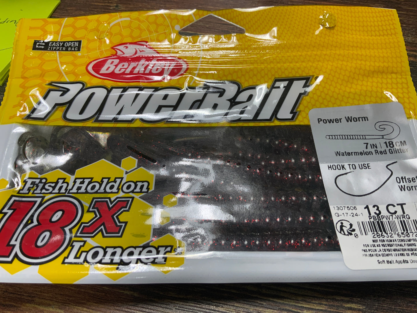 Berkley Power Worm 7” Watermelon Red Glitter