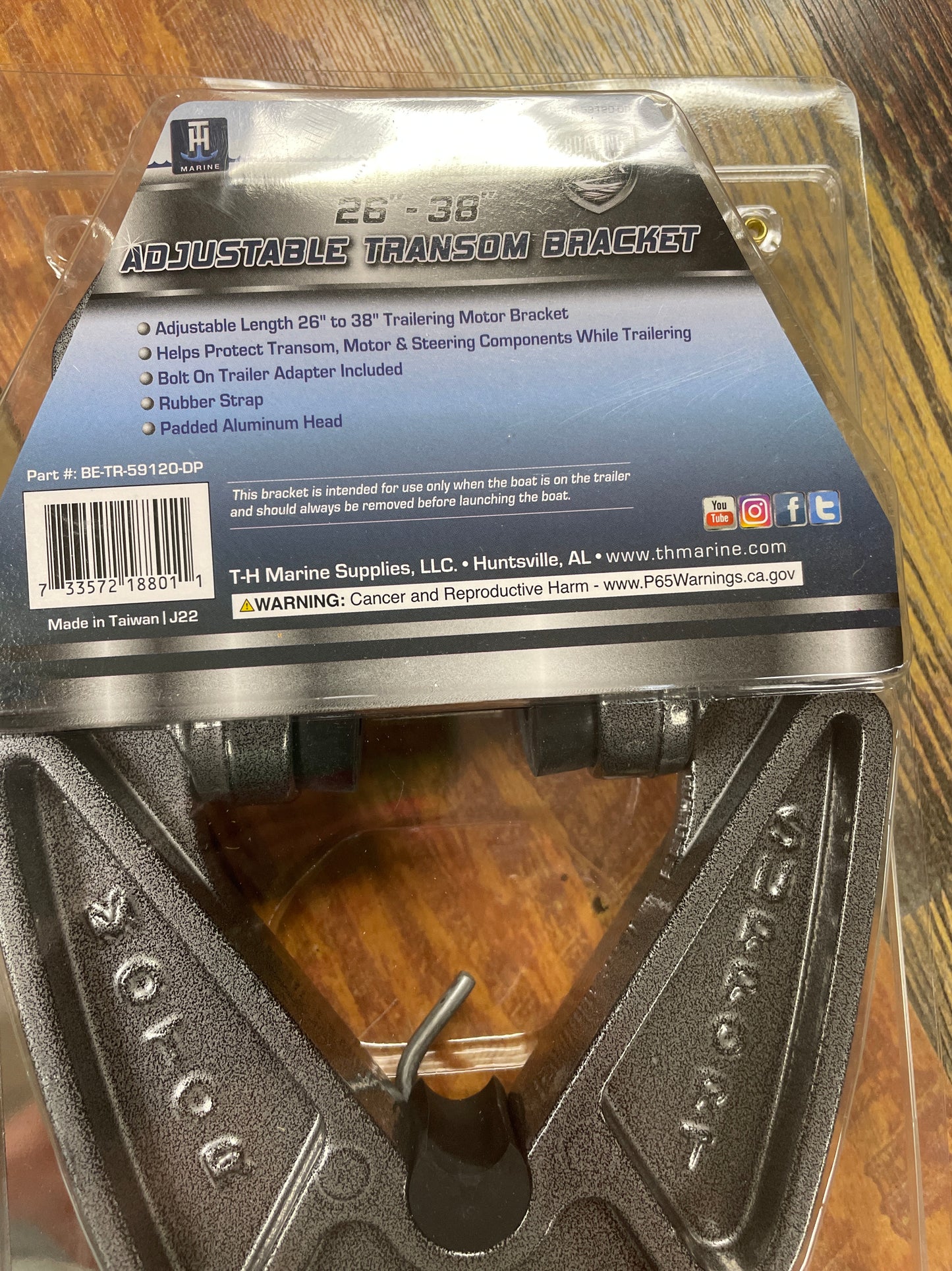 Adjustable Transom Bracket 26” - 38”