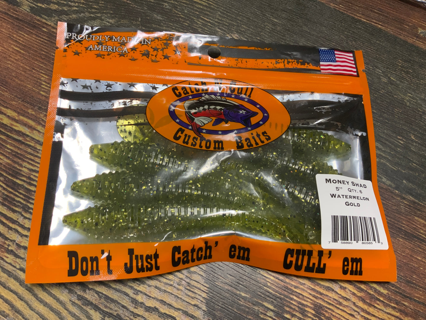 Catch-N-Cull Money Shad 5” Watermelon Gold