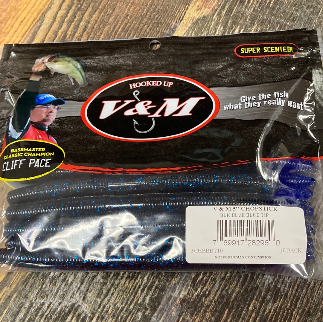 V&M Chopstick 5" Black Blue Tip