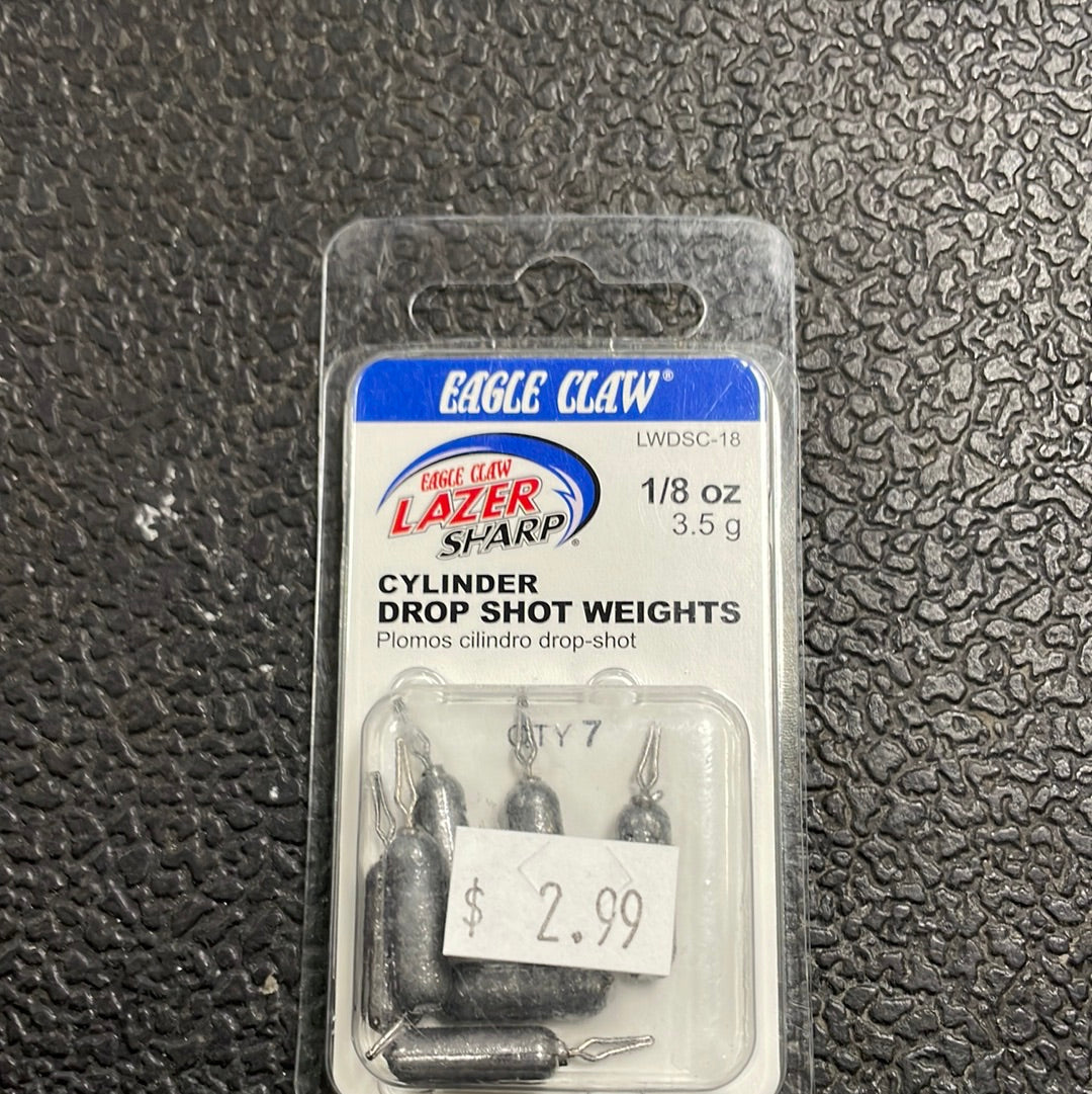 Eagle Claw Cylinder Drop Shot Weight 1/8 oz lead