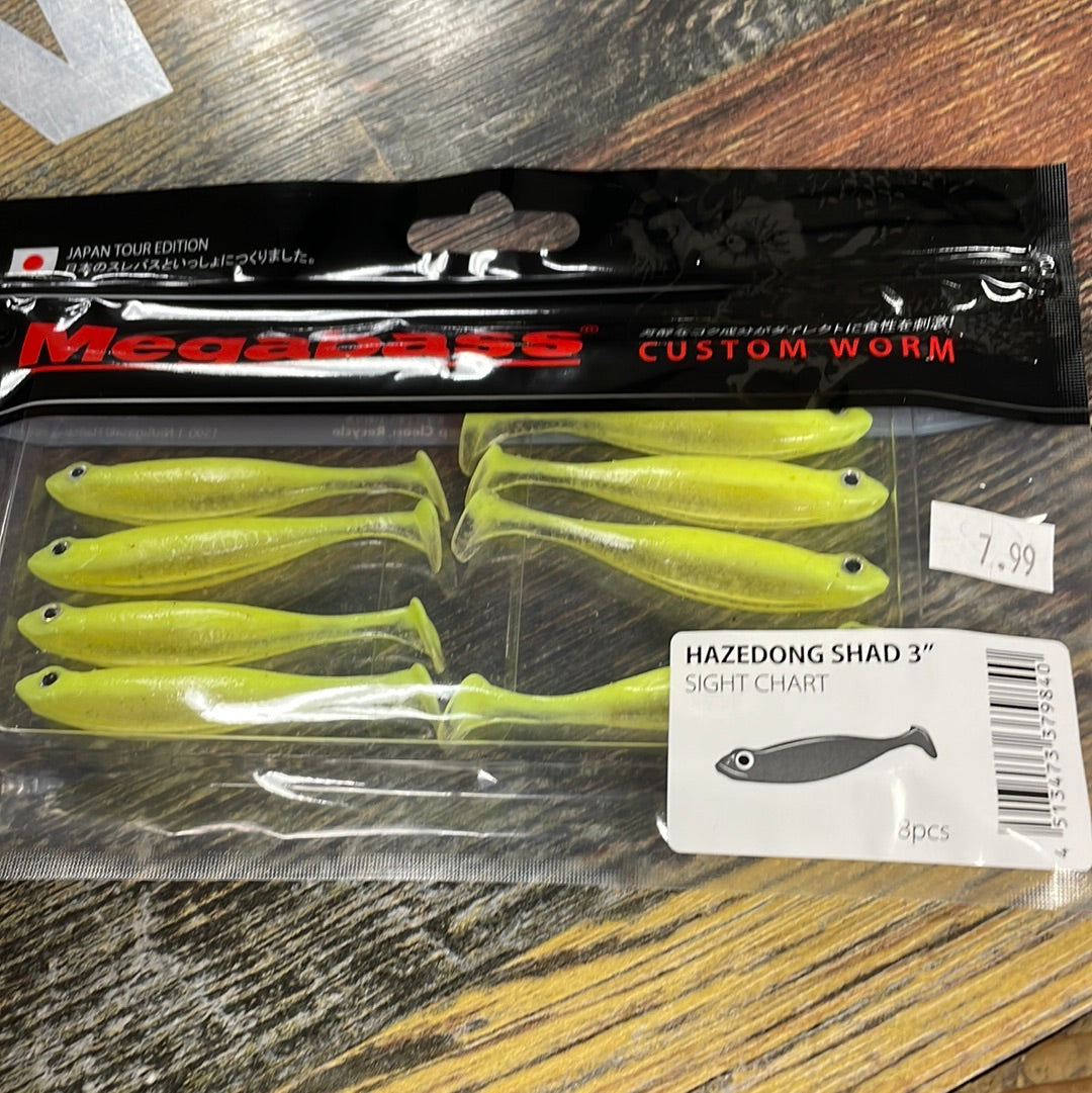 Megabass Hazedong 3" Shad Chartreuse