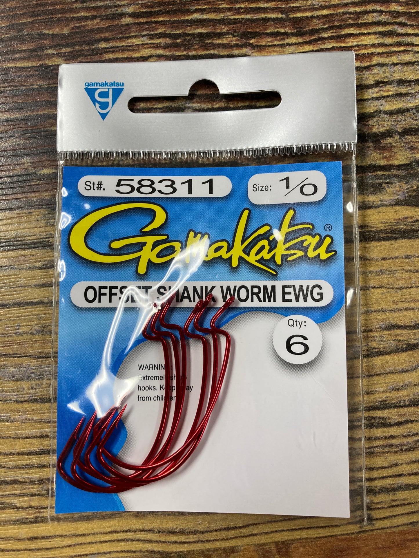 Gamakatsu Offset Shank Worm EWG 1/0 Red