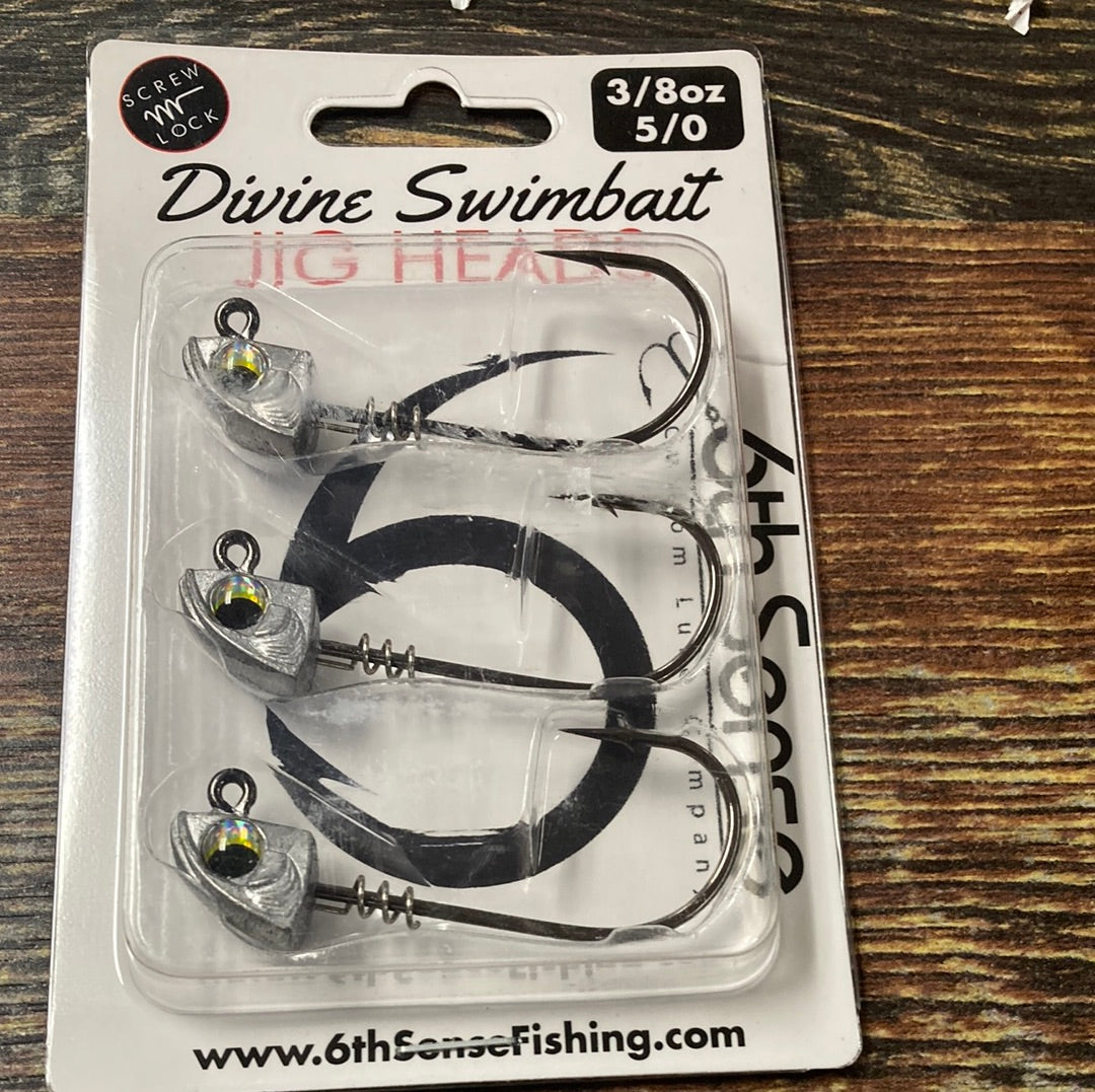 6th Sense Divine Swimbait Jig Heads 3/8 5/0 Silver Shad – Lake