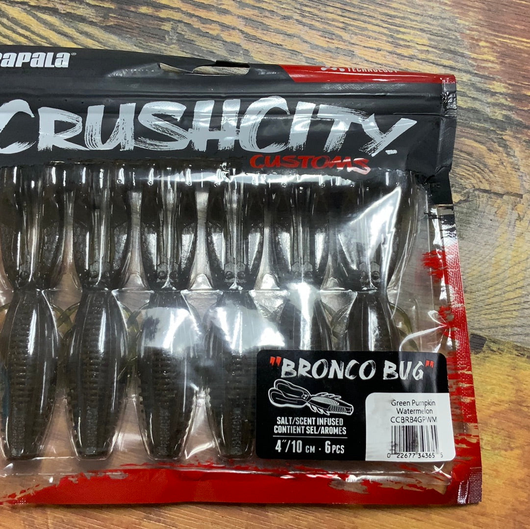 Rapala Crushcity Bronco Bug 4" Green Pumpkin Watermelon