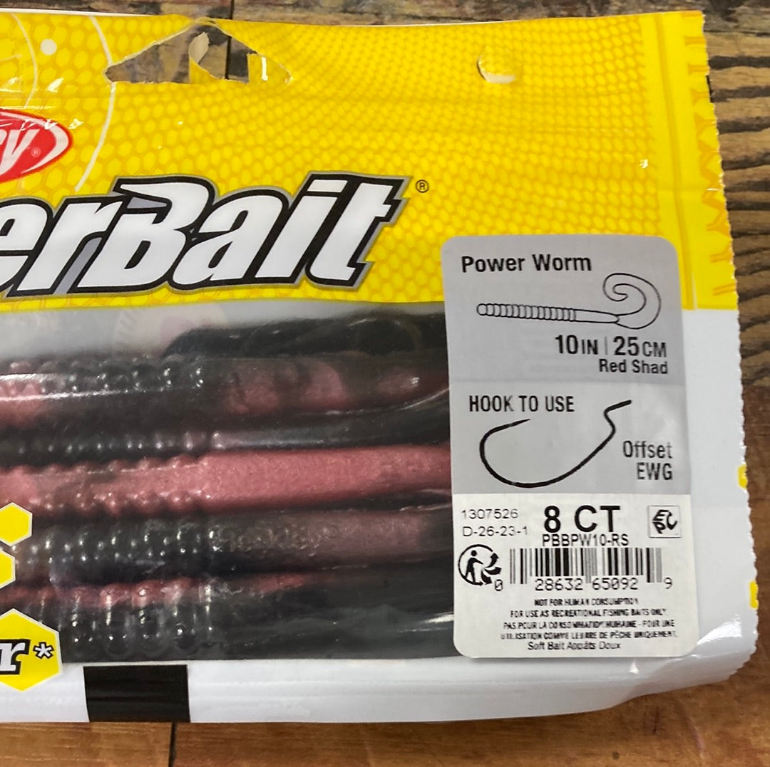Berkley 10” Power Worm Red Shad
