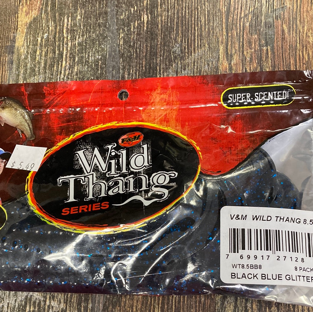V&M Wild Thang 8.5" Black Blue Glitter