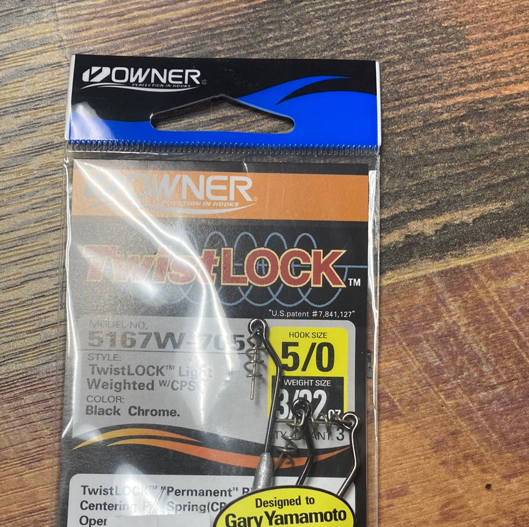 Owner Twist Lock 5/0 3/32 oz. Black Chrome