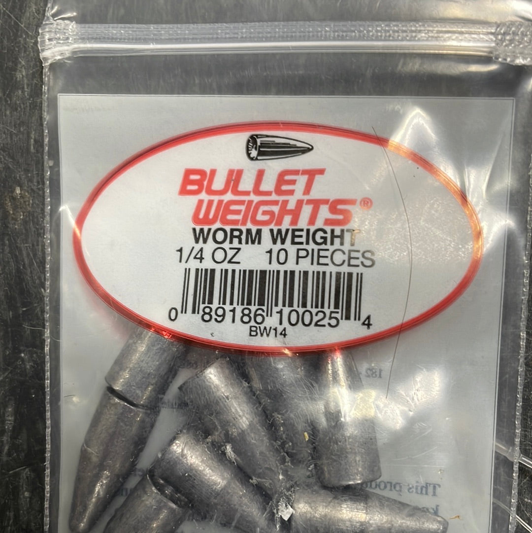 Bullet Weight Worm Weight 1/4 oz. Natural 10 pieces