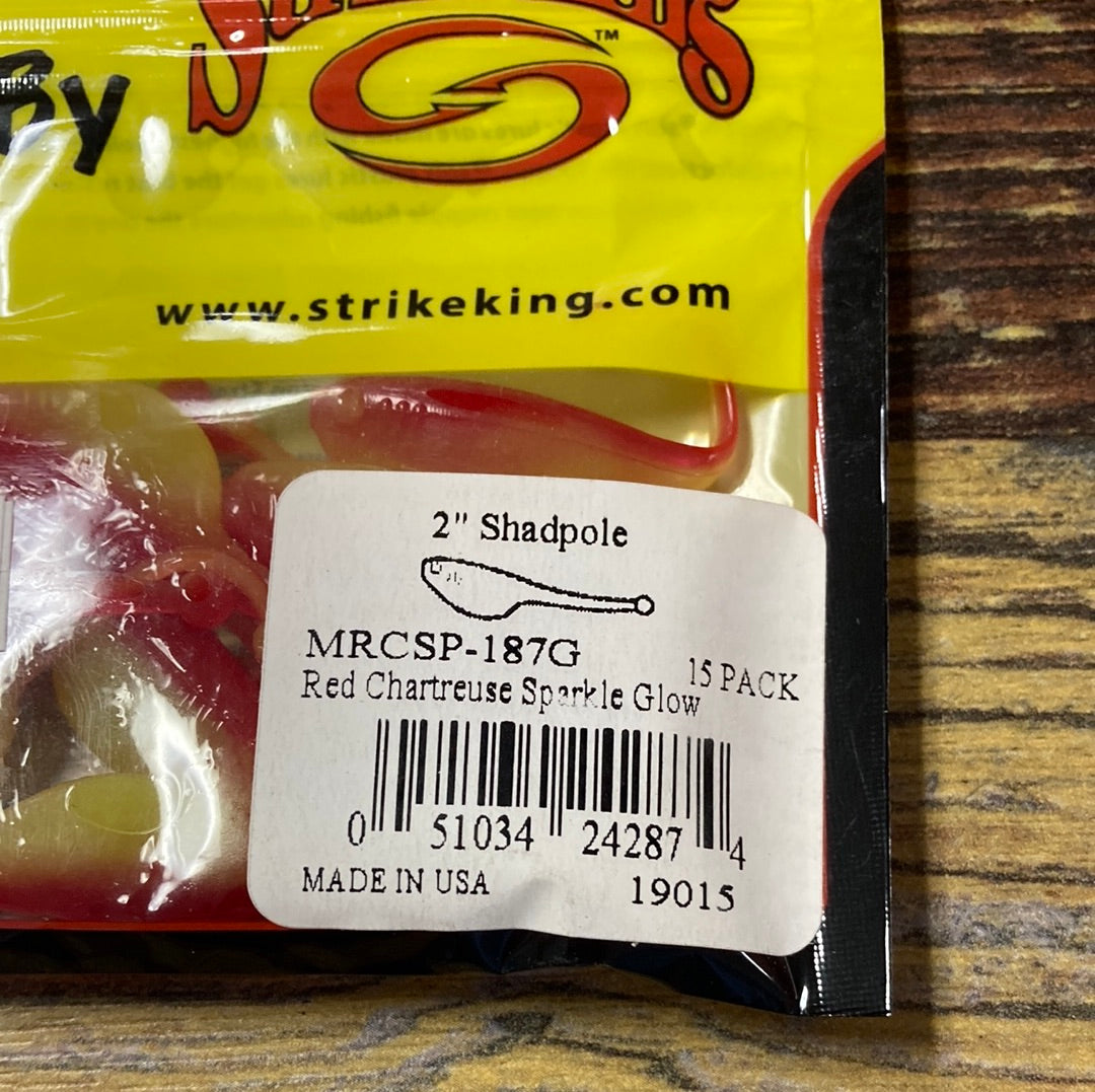 Mr Crappie 2” Shadpole Red Chart Sparkle Glow