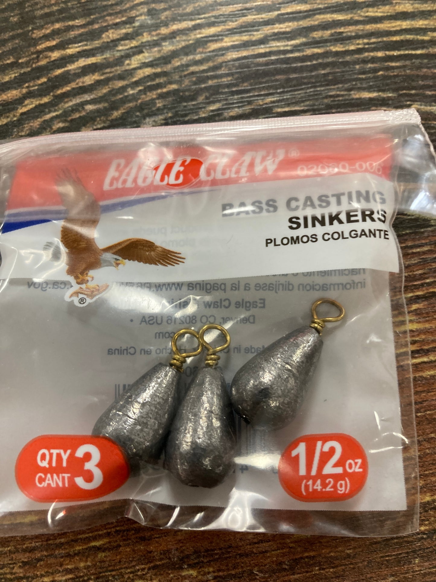 Eagle Claw Bass Casting Sinkers 1/2 oz. Lead