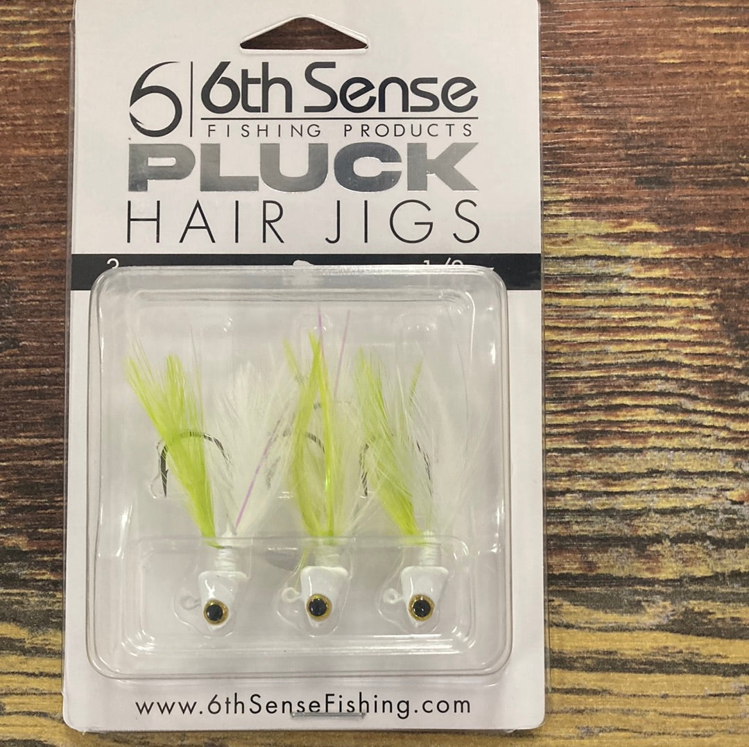 6th Sense Pluck Hair Jigs 1/8 oz. Chartreuse Minnow
