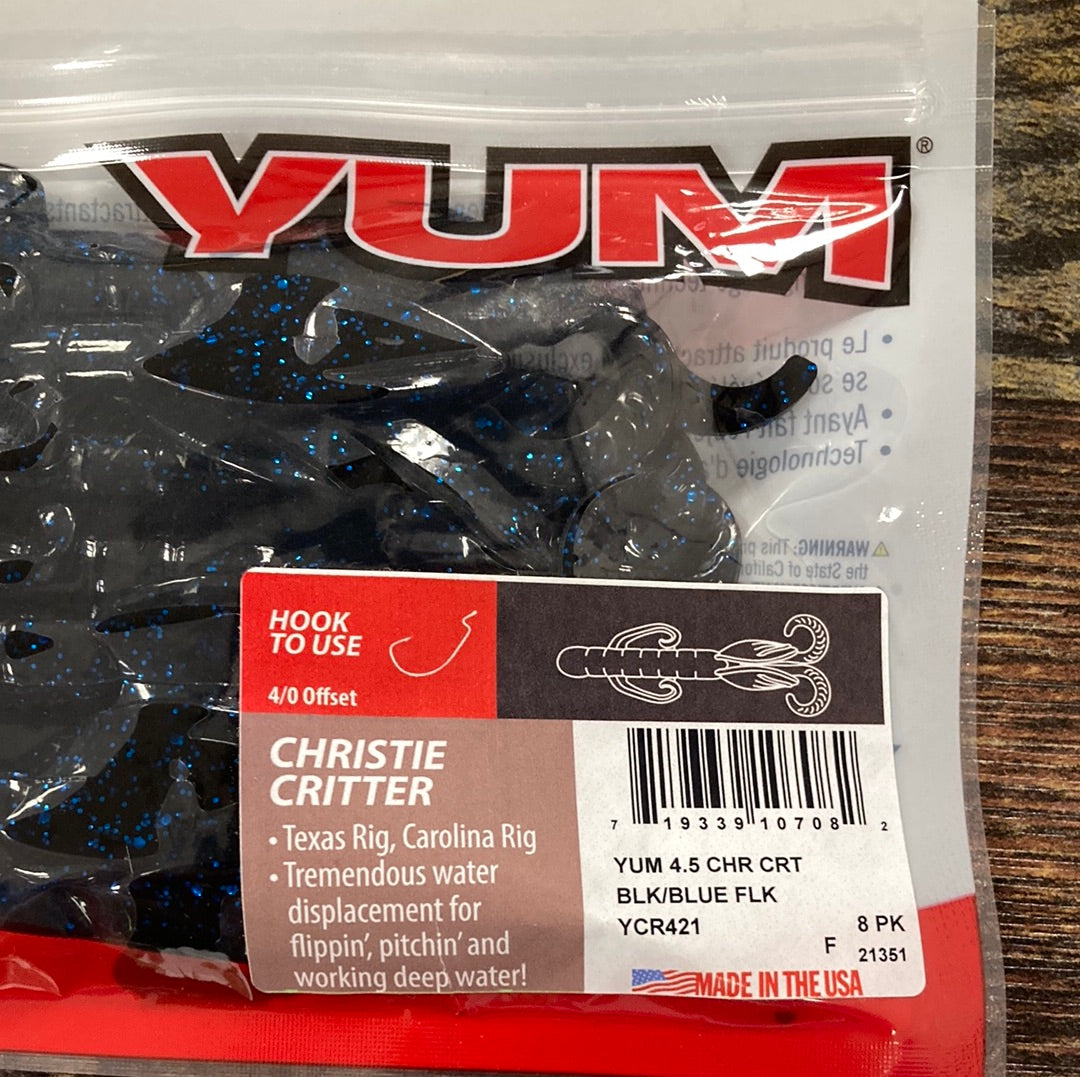 Yum 4.5 Christie Critter - Black/ Blue Flake