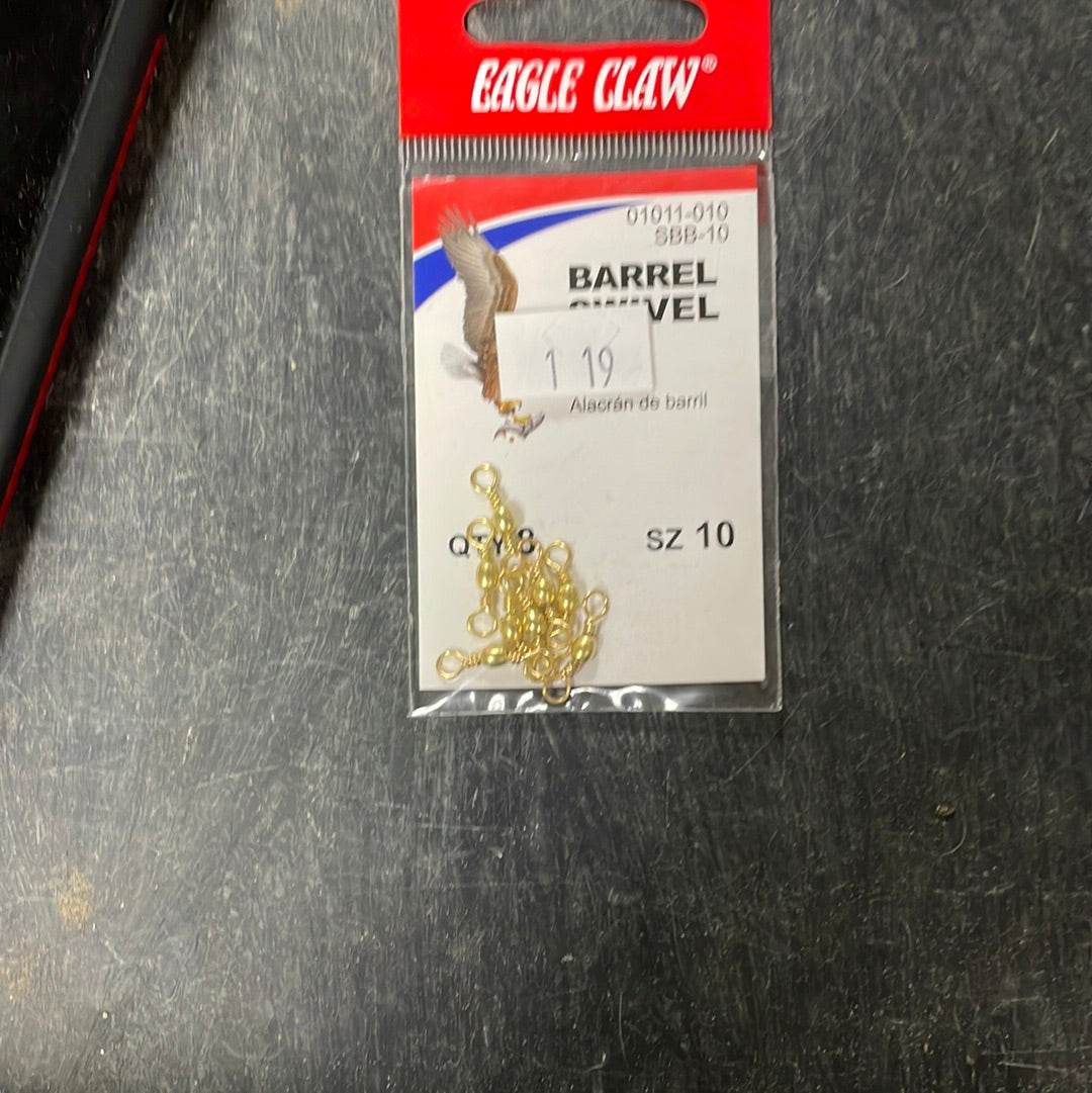 Eagle Claw Barrel Swivel Sz 10 - Brass