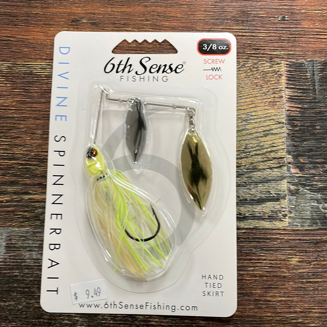 6th Sense Divine Spinnerbait 3/8 oz. Bone Treuse Pearl
