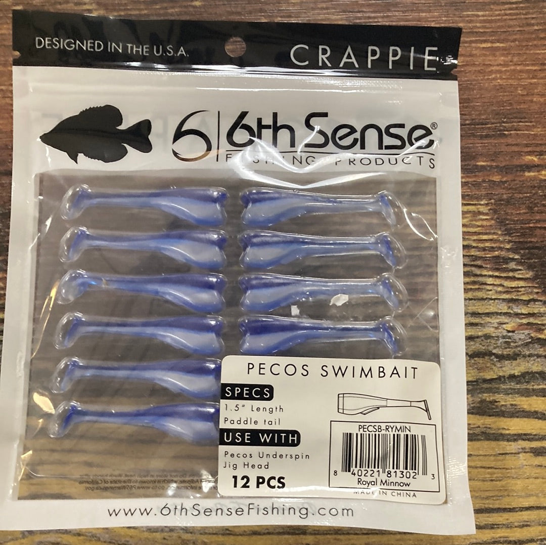 6th Sense Pecos Swimbait Paddle Tail 1.5" Royal Minnow