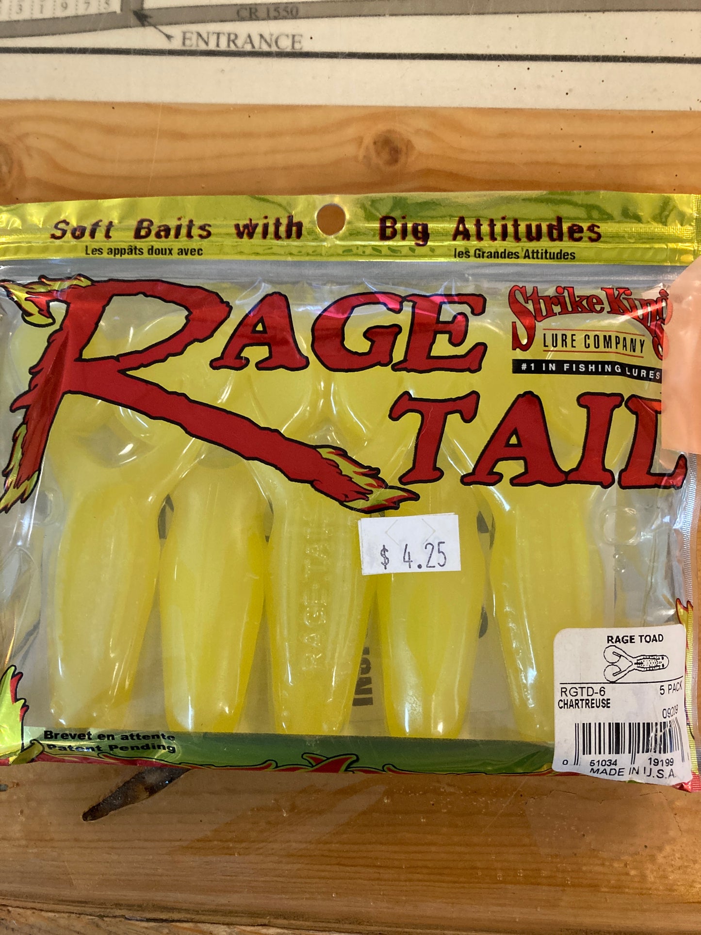 Strike King Rage Tail Rage Toad - Chartreuse