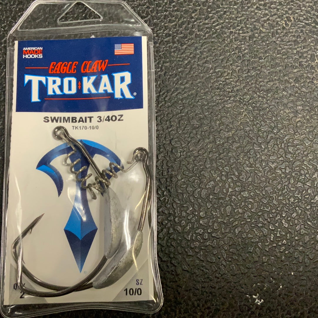 Eagle Claw Tro Kar Swimbait Hook 3/4 oz. 10/0