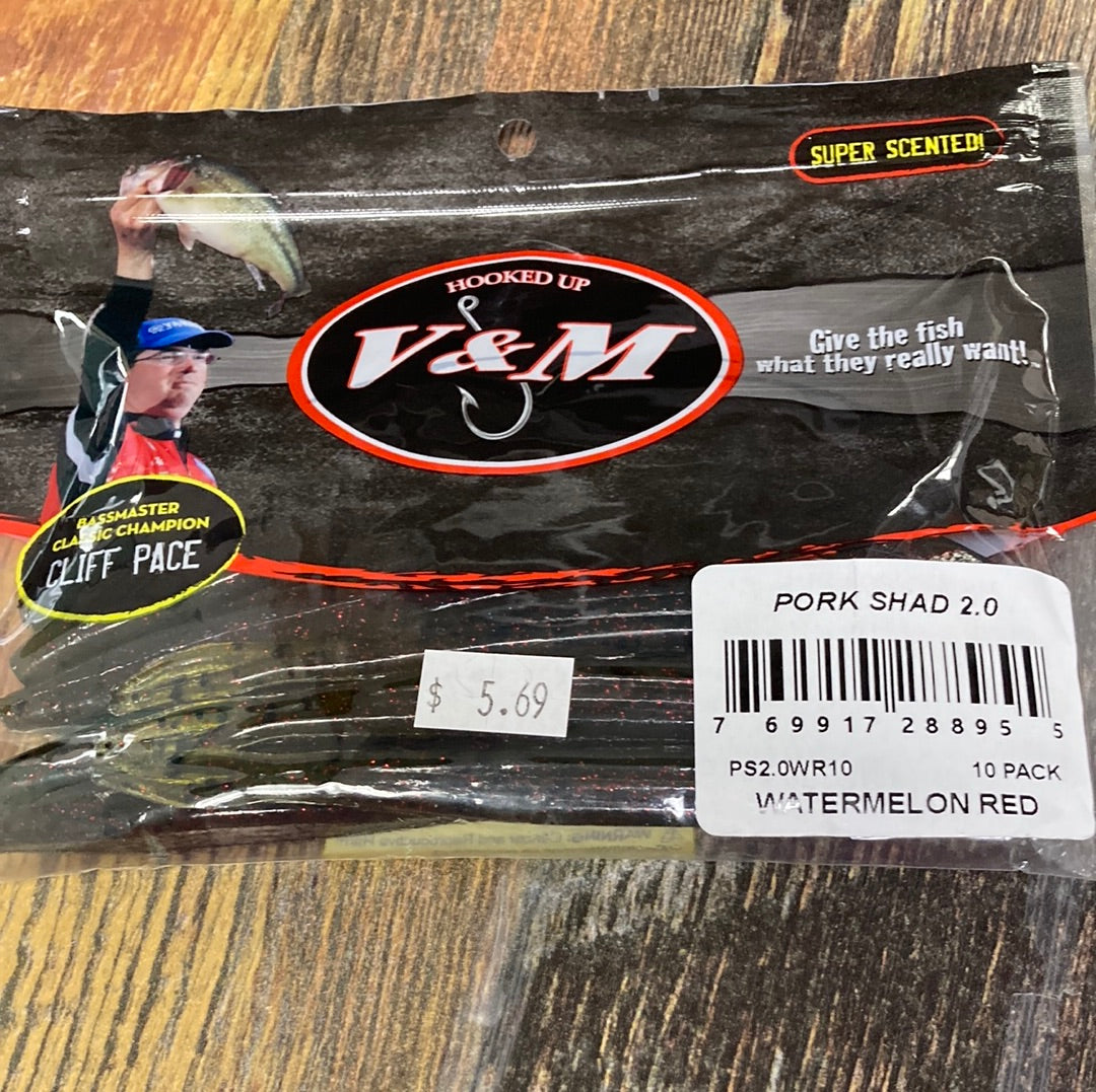 V&M Pork Shad 2.0 Watermelon Red