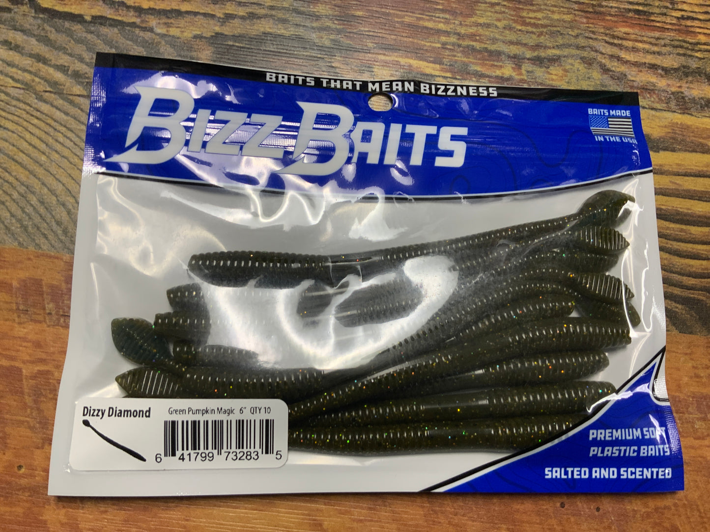 Bizz Baits Dizzy Diamond 6" Green Pumpkin Magic