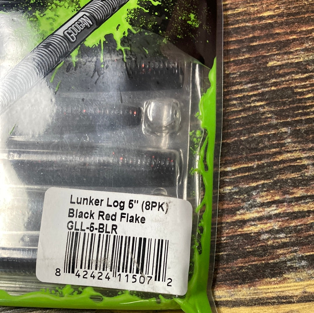 Googan Lunker Log 5" Black Red Flake