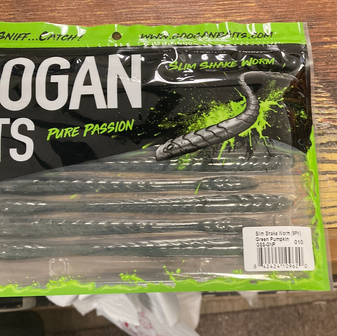 Googan Slim Shake Worm Green Pumpkin