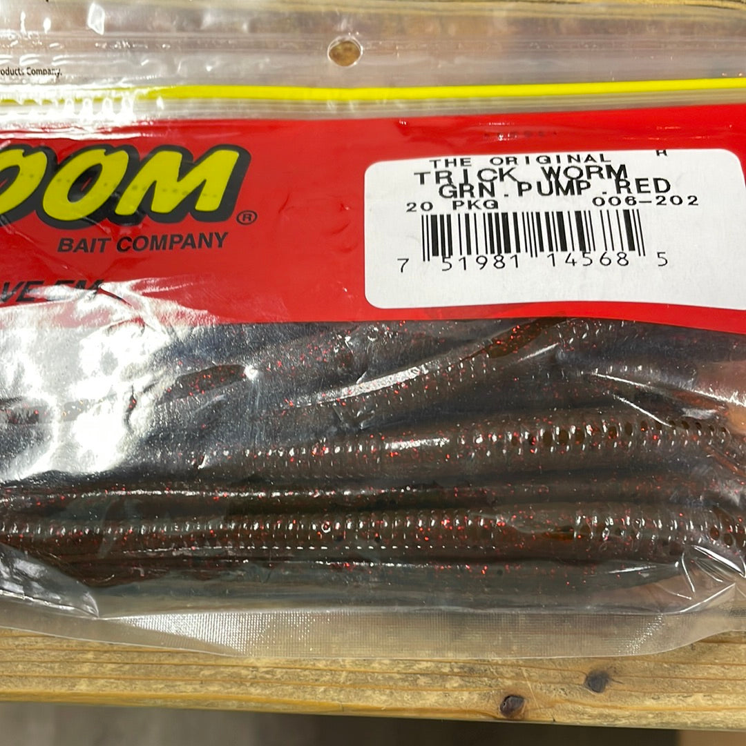 Zoom Trick Worm - Green Pumpkin Red