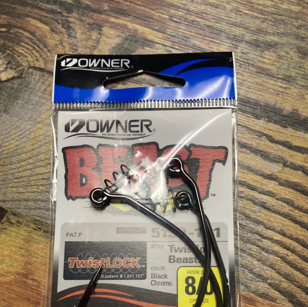 Owner Beast Twist Lock 8/0 Chrome Black