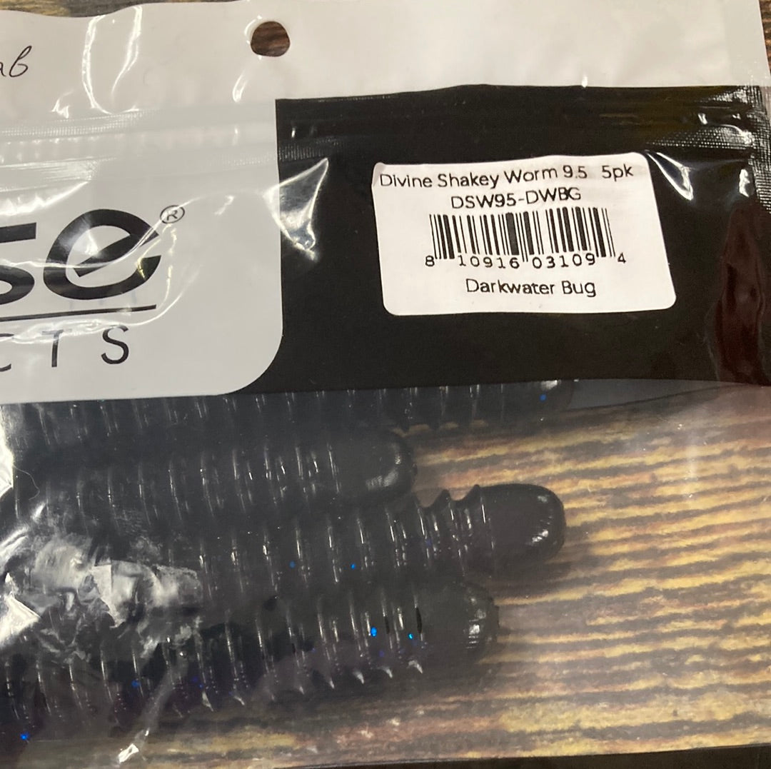 6th Sense Divine Shakey Worm 9.5" Darkwater Bug