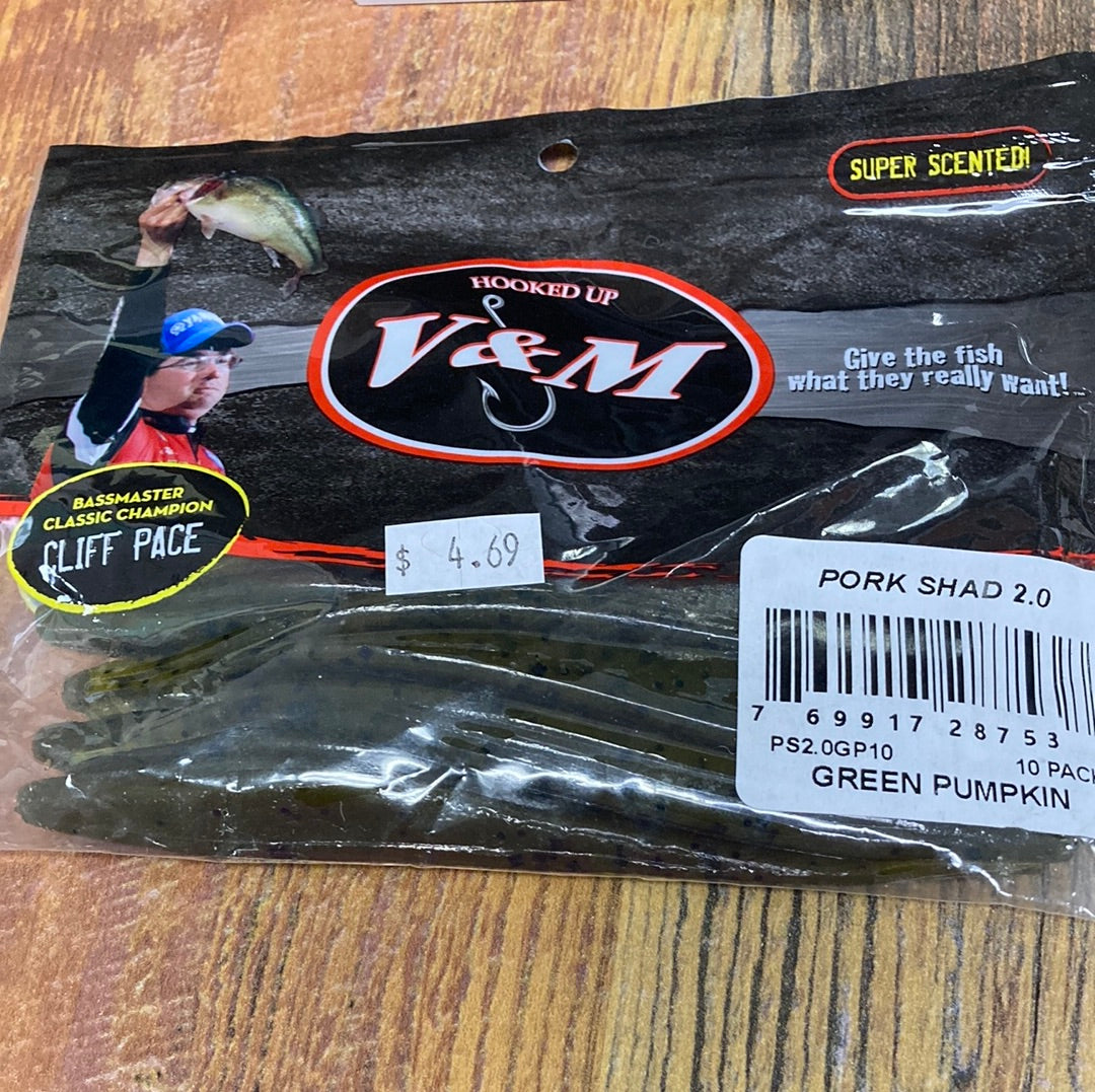 V&M Pork Shad 2.0 Green Pumpkin