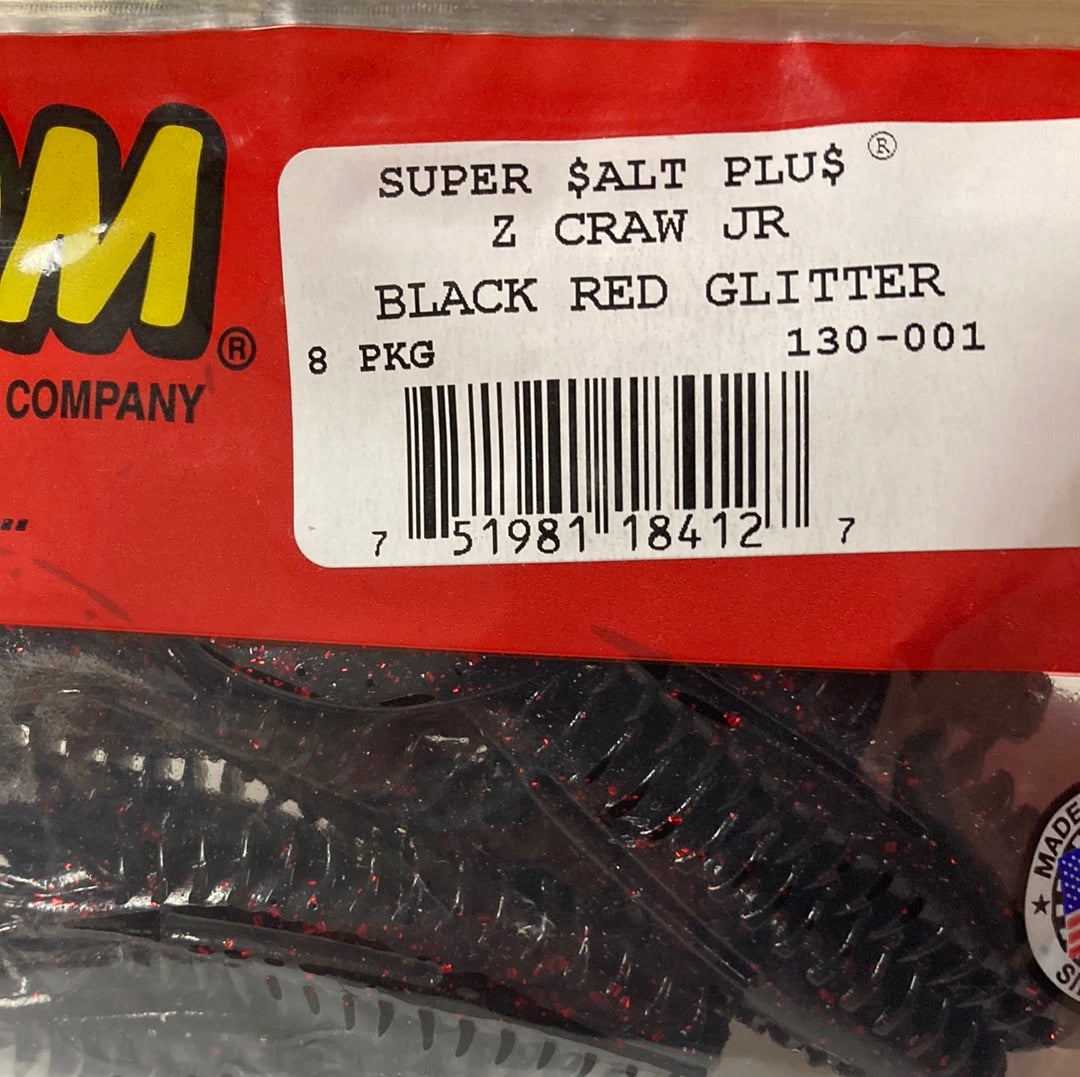 Zoom Z Craw Jr. - Black Red Glitter