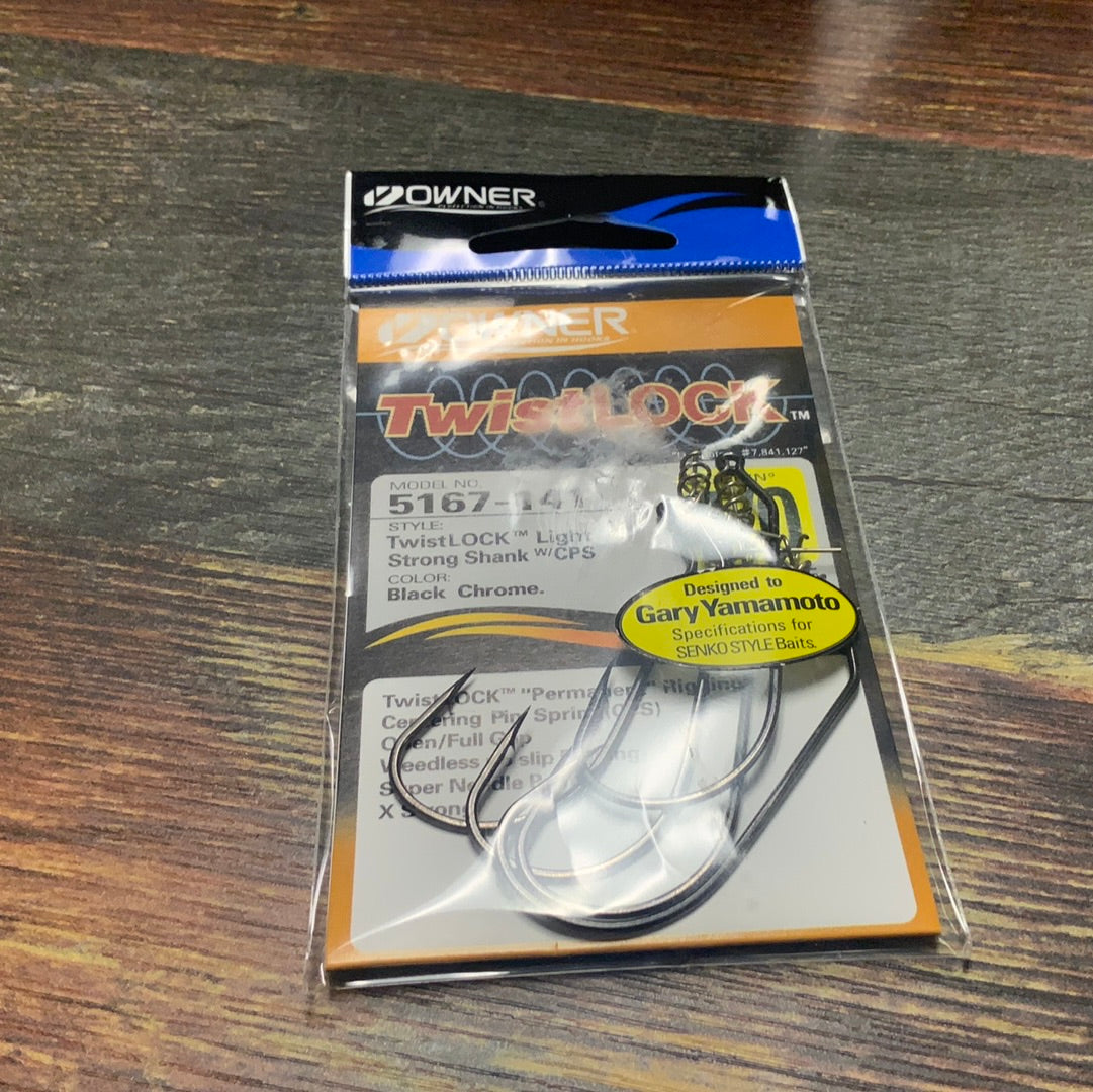 Owner Twist Lock Lite Shank 4/0 Chrome Black