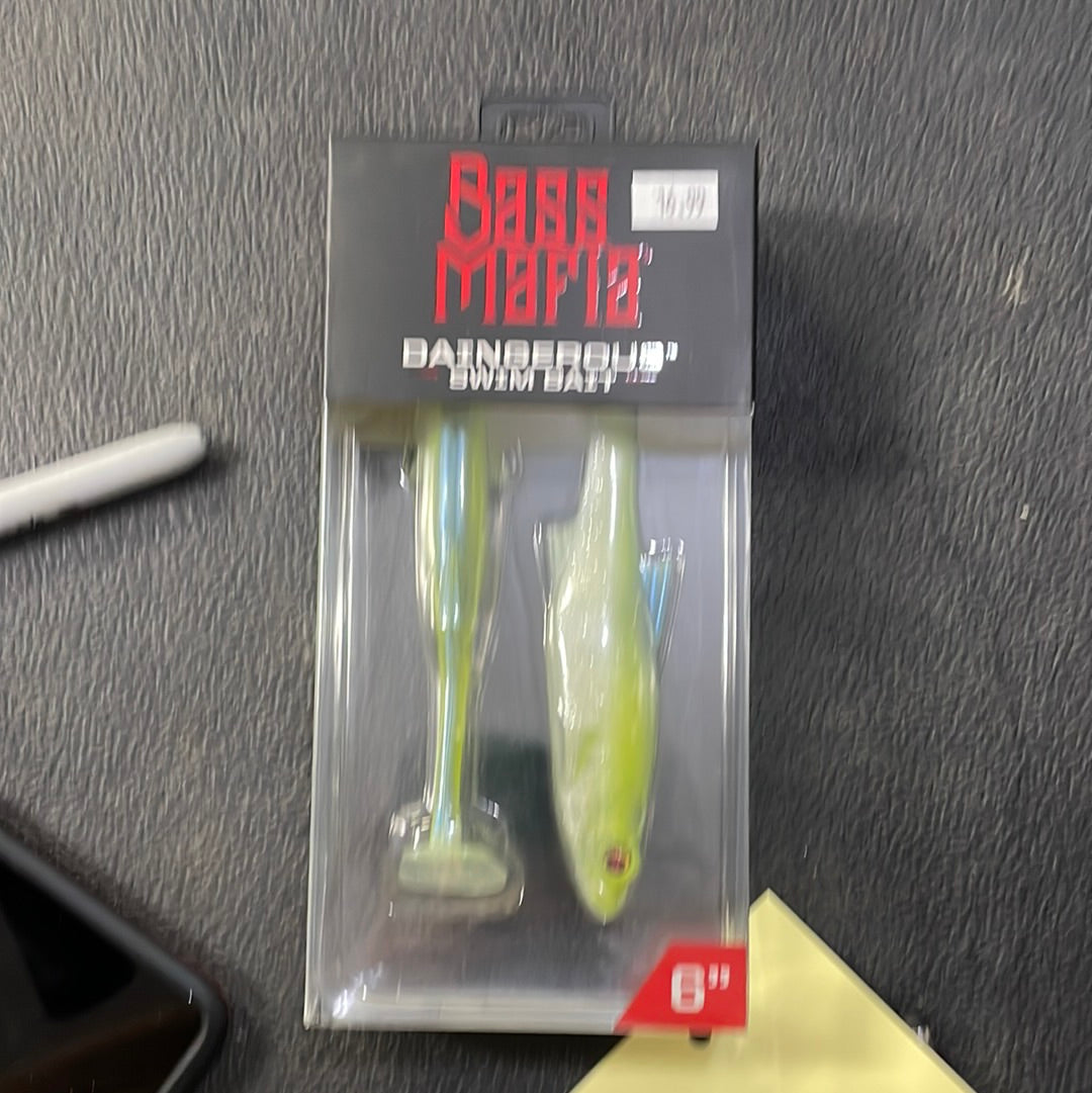 Bass Mafia Dangerous Swimbait 6” (2pk) Chartreuse Blue